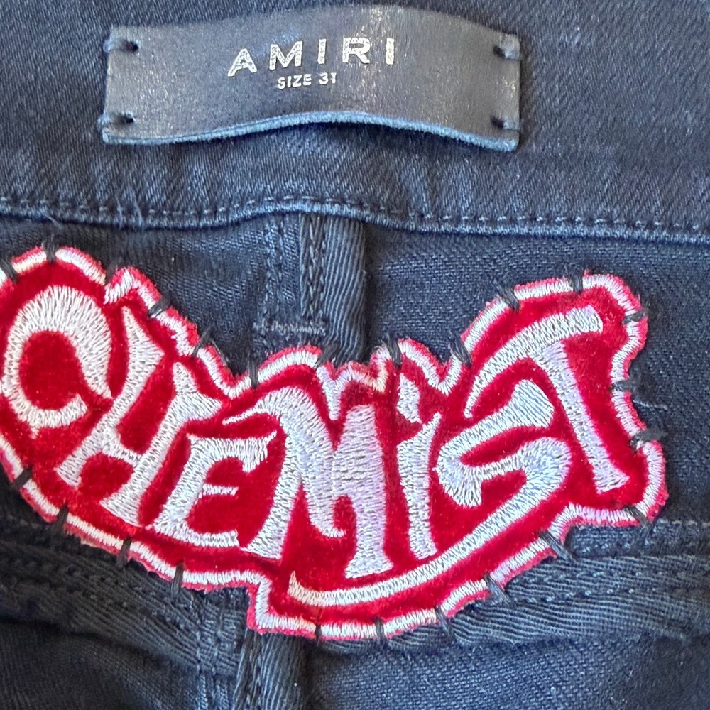 Amiri x Chemist Red Star Jeans Black w/ Red Suede Stars Size 31 – Made in USA - Picture 3 of 9